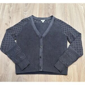 Sundance Catalog My Darling Cardigan in Grey Crochet NWOT Size M Boho Grandma